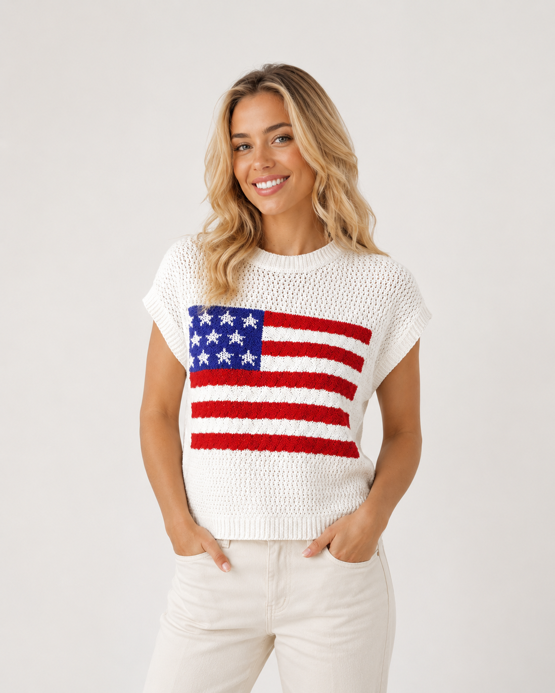Viral American Flag Knit Top