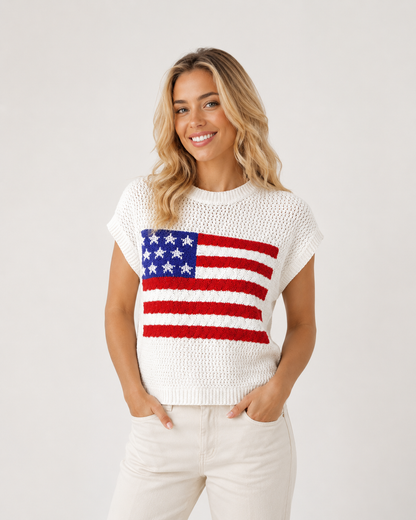 Viral American Flag Knit Top