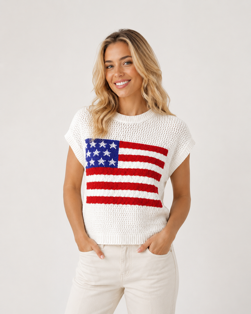 Viral American Flag Knit Top