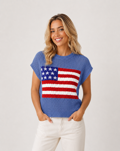 Viral American Flag Knit Top